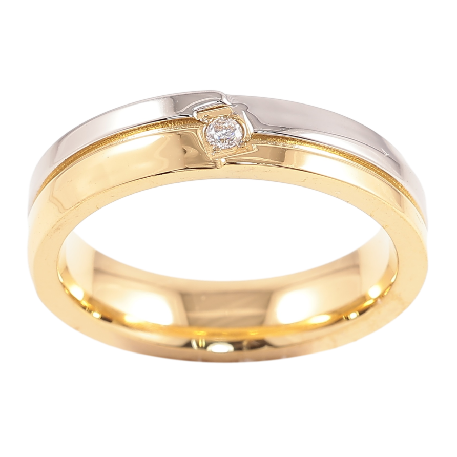 Кольцо Xuping TTM Stainless Steel Цвет 14К + Родий Вставка цирконий,  шир. 5мм фото №1