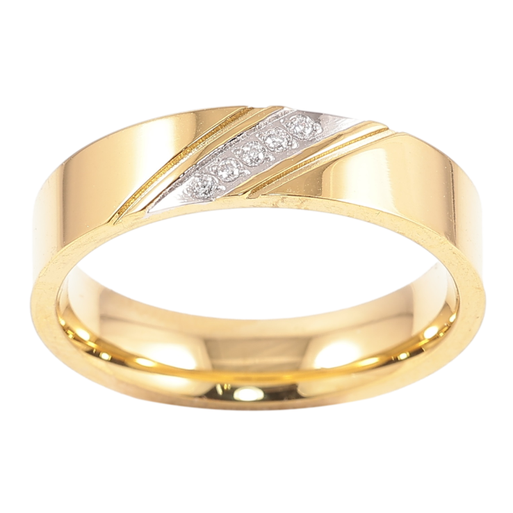 Кольцо Xuping TTM Stainless Steel Цвет 14К + Родий Узор с цирконием,  шир. 5мм фото №15