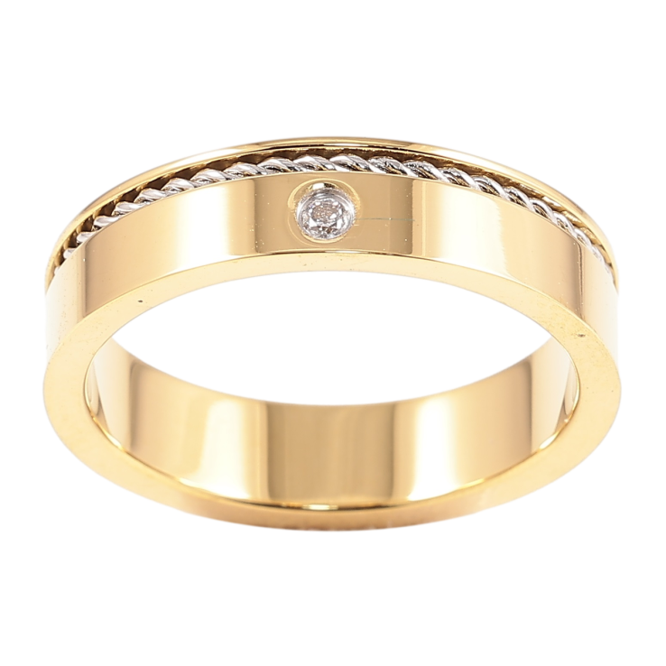 Каблучка Xuping TTM Stainless Steel Колір 14К + Родій «Візерунок з вставкою цирконію, шир. 5мм» фото №24