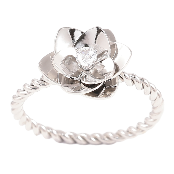 Кольцо Xuping TTM Stainless Steel Цвет Родий Цветочек фото №8