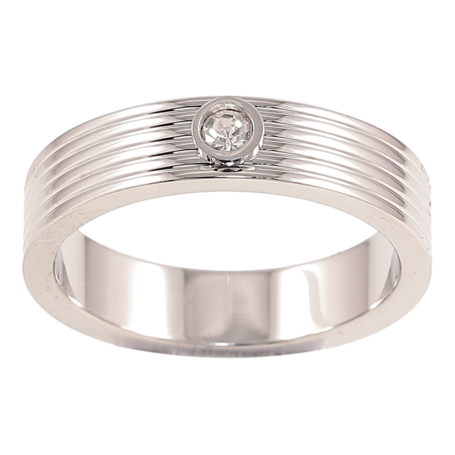 Каблучка Xuping TTM Stainless Steel Колір Родій «Візерунок з цирконієм, шир. 5мм» фото №1