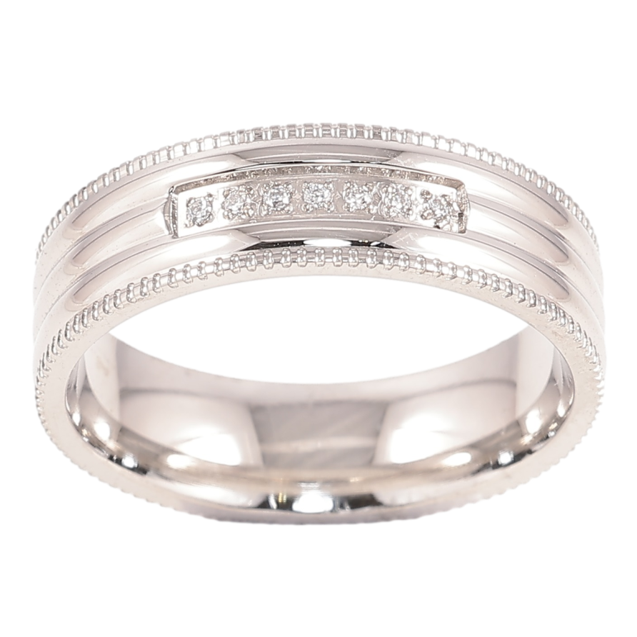 Кольцо Xuping TTM Stainless Steel Цвет Родий Декоративный узор с цирконием, шир. 6мм фото №1