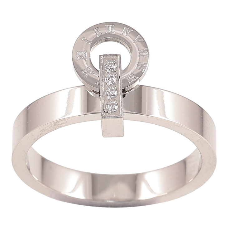 Кольцо Xuping TTM Stainless Steel Цвет Родий Декоративный узор с цирконием фото №9