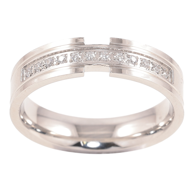 Каблучка Xuping TTM Stainless Steel Колір Родій «Доріжка цирконію, шир. 5мм» фото №1