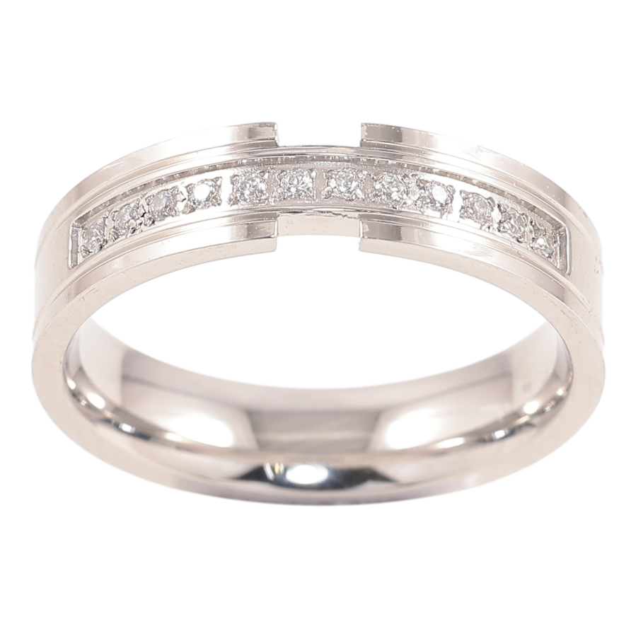 Кольцо Xuping TTM Stainless Steel Цвет Родий Дорожка циркония, шир. 5мм фото №1