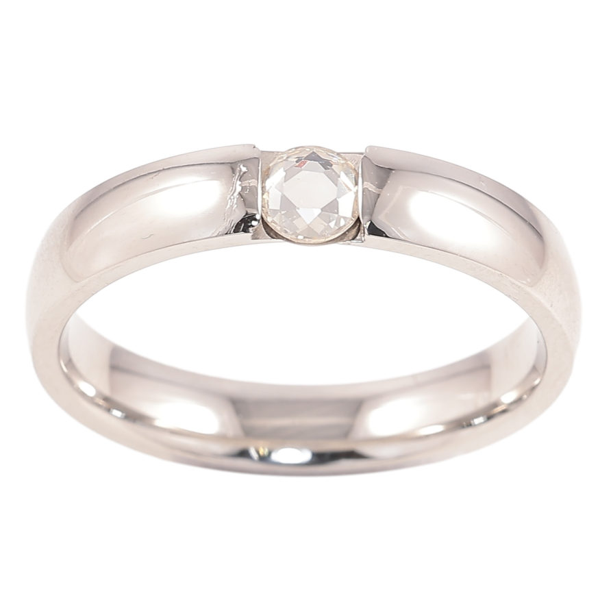 Кольцо Xuping TTM Stainless Steel Цвет Родий Вставка кристалл, шир. 4мм фото №1