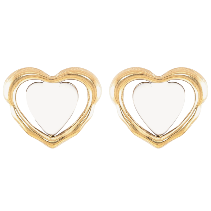 Серьги Xuping TTM Stainless Steel цвет 14K пусеты Сердечки с белой эмалью фото №21