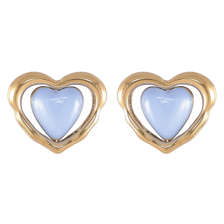 Серьги Xuping TTM Stainless Steel цвет 14K пусеты Сердечки с голубой эмалью фото №20