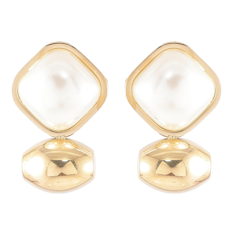 Серьги Xuping TTM Stainless Steel цвет 14K пусеты Фигурные с жемчужными вставками фото №2