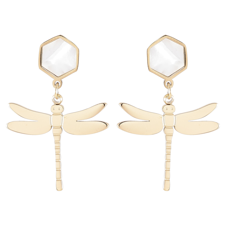 Сережки Xuping TTM Stainless Steel колір 14K пусети «Бабки з перламутровими вставками» фото №1