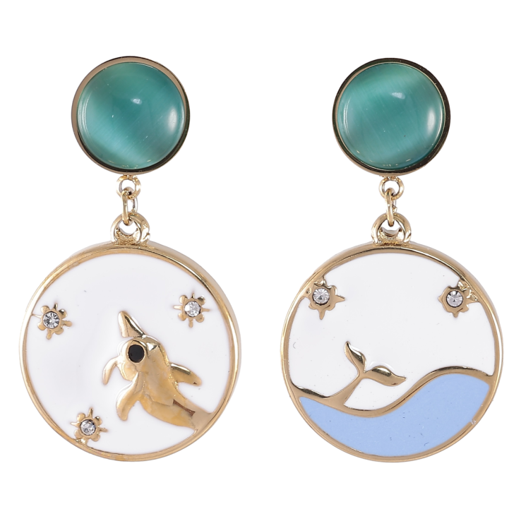 Серьги Xuping TTM Stainless Steel цвет 14K пусеты Круглые подвески с ассиметричным узором фото №10