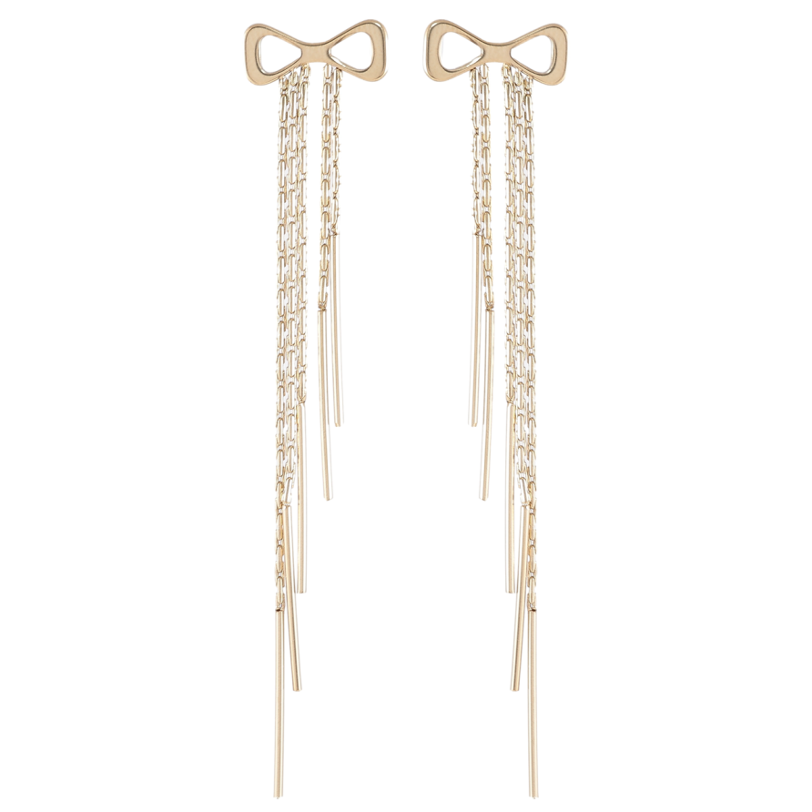 Серьги Xuping TTM Stainless Steel цвет 14K пусеты Банты с подвесками цепочками фото №1