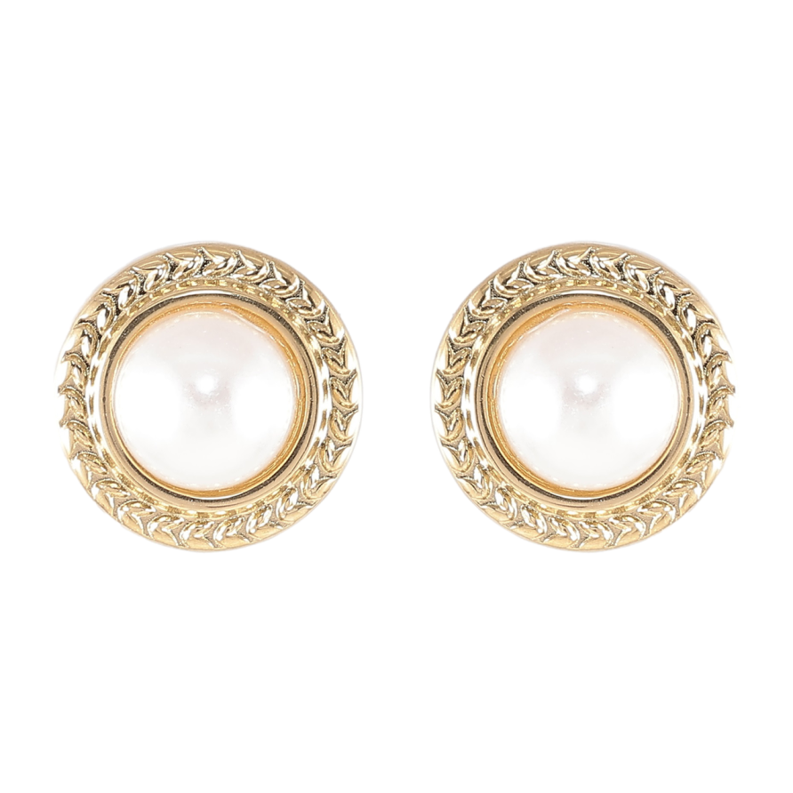 Серьги Xuping TTM Stainless Steel цвет 14K пусеты Круги с жемчужными вставками ø 13мм фото №1