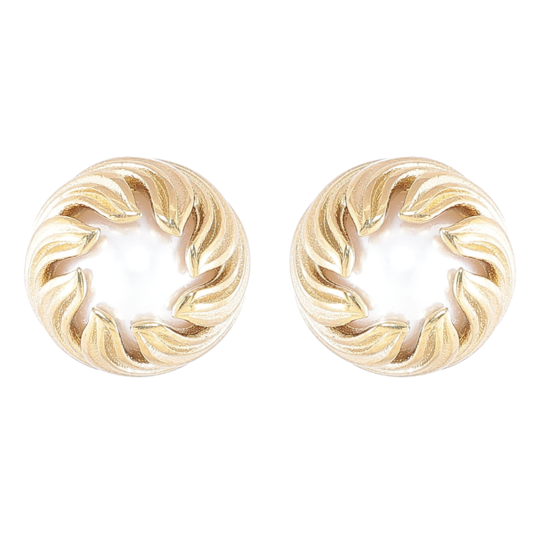 Серьги Xuping TTM Stainless Steel цвет 14K пусеты Жемчужные бутоны ø 14мм фото №1