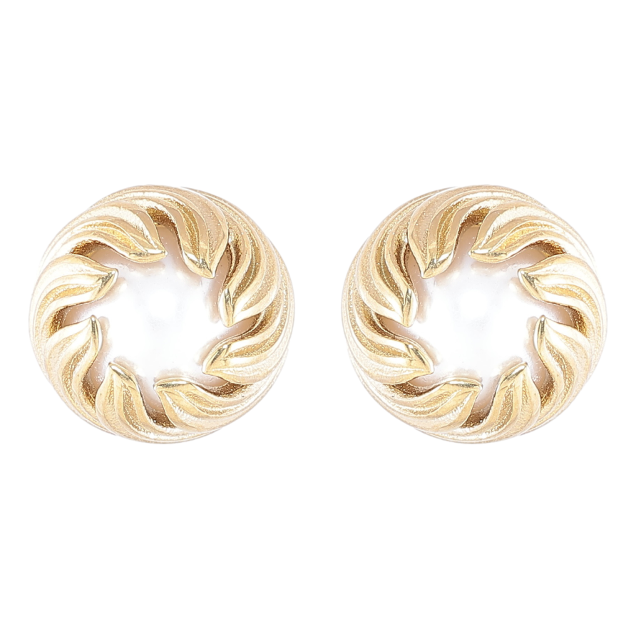 Серьги Xuping TTM Stainless Steel цвет 14K пусеты Жемчужные бутоны ø 14мм фото №1