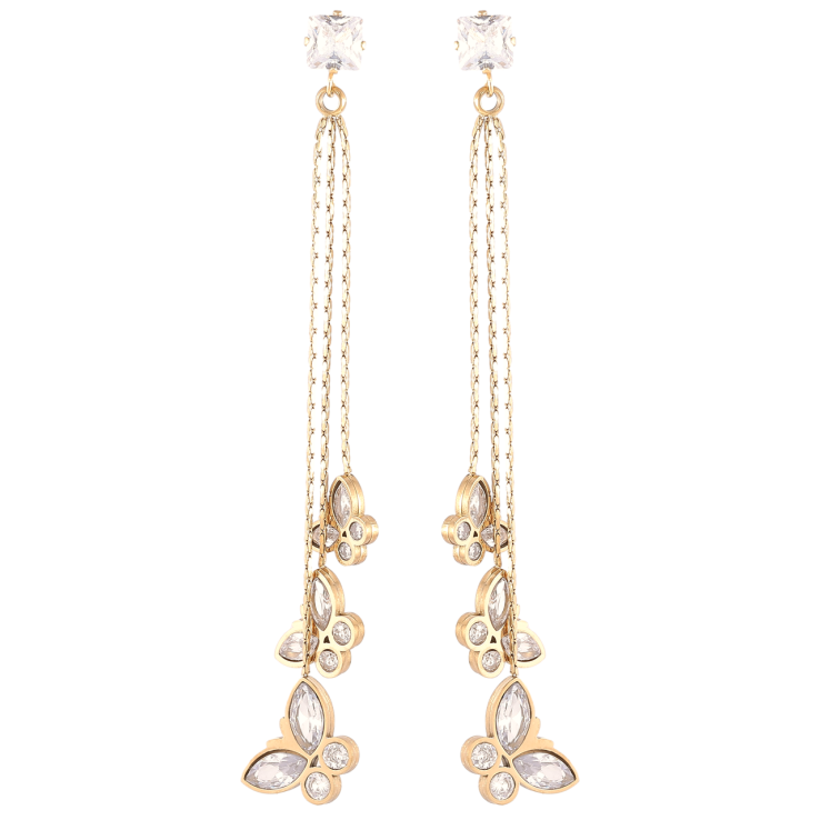 Серьги Xuping TTM Stainless Steel цвет 14K пусеты Подвески бабочки с кристаллами фото №3