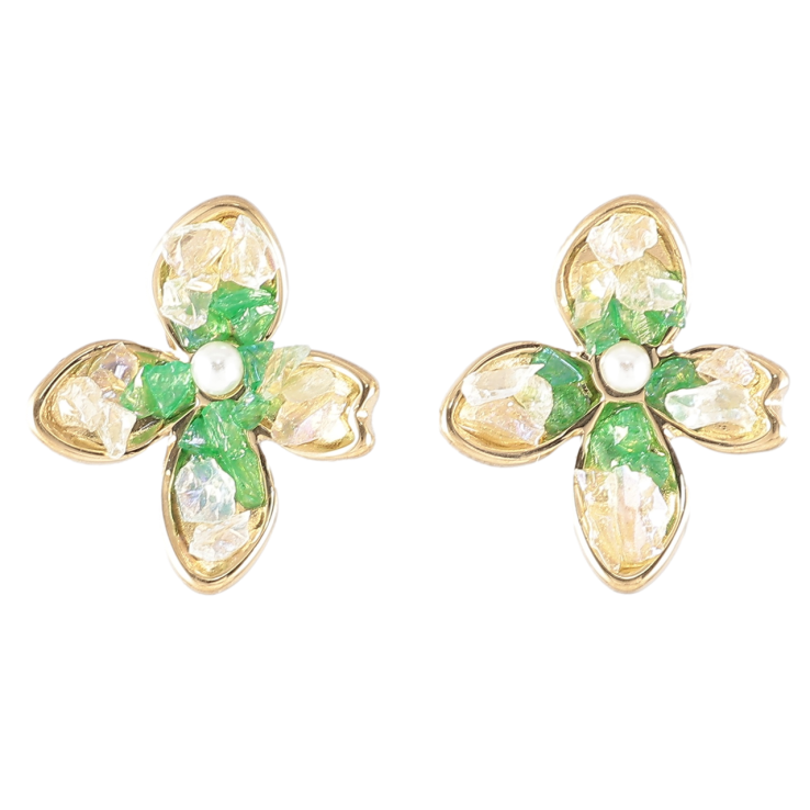 Серьги Xuping TTM Stainless Steel цвет 14K пусеты Цветочки с кристаллами фото №13