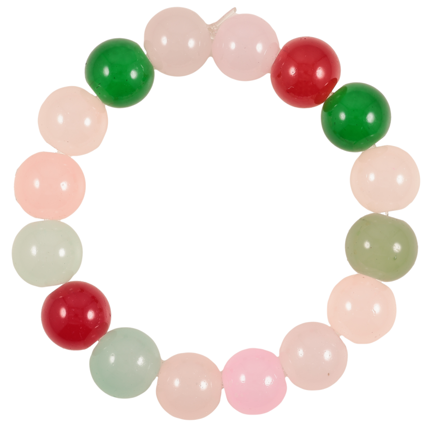 Браслет на резинке стекло Разноцветные бусины, ø 12мм свободный размер фото №1