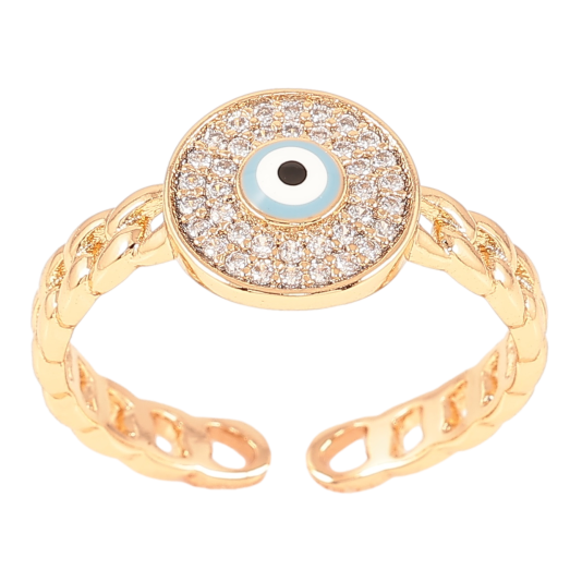 Кольцо Xuping Позолота 18K Оберег Глаз Фатимы с инкрустацией цирконием фото №1
