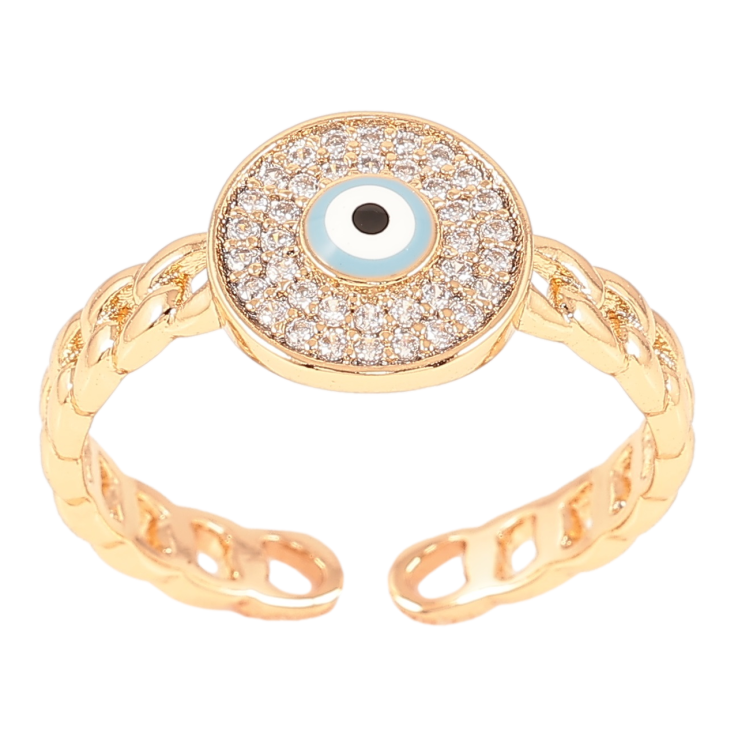 Каблучка Xuping Позолота 18K «Оберіг «Око Фатіми» з інкрустацією цирконієм» фото №24 Каблучка Xuping Позолота 18K «Оберіг «Око Фатіми» з інкрустацією цирконієм» фото №24