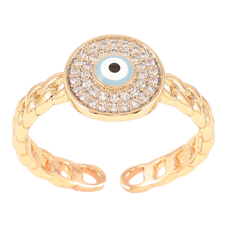 Каблучка Xuping Позолота 18K «Оберіг «Око Фатіми» з інкрустацією цирконієм» фото №1
