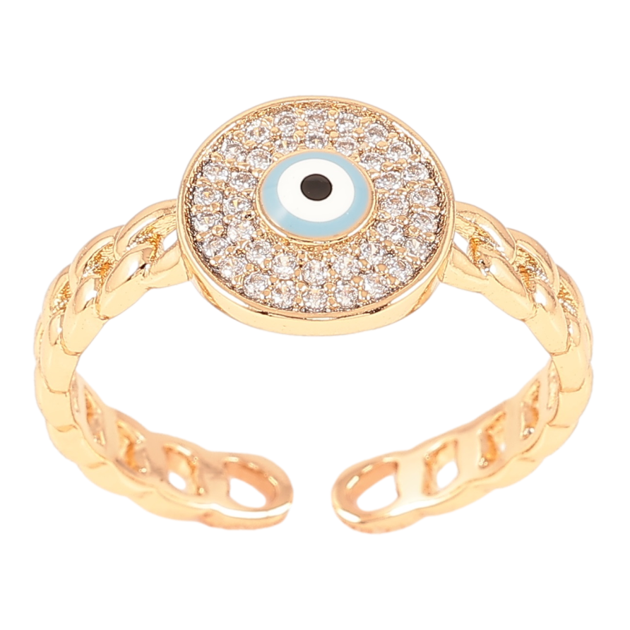 Каблучка Xuping Позолота 18K «Оберіг «Око Фатіми» з інкрустацією цирконієм» фото №1