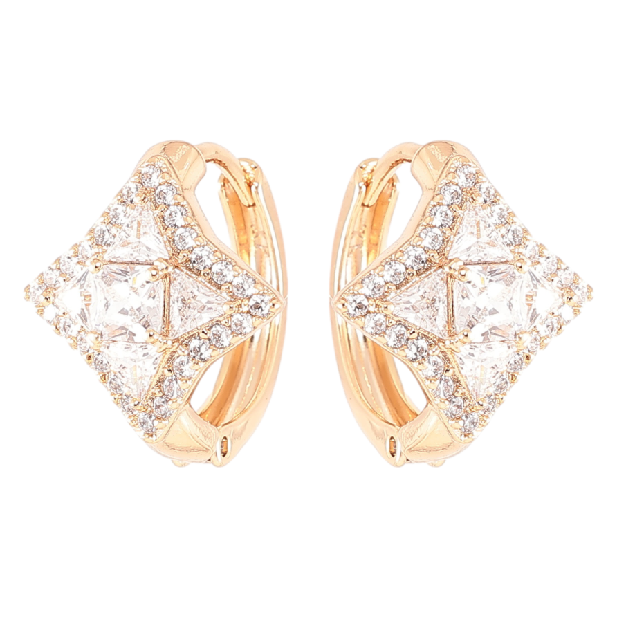 Сережки Xuping Позолота 18K колечка «Ромби з цирконієм» фото №1