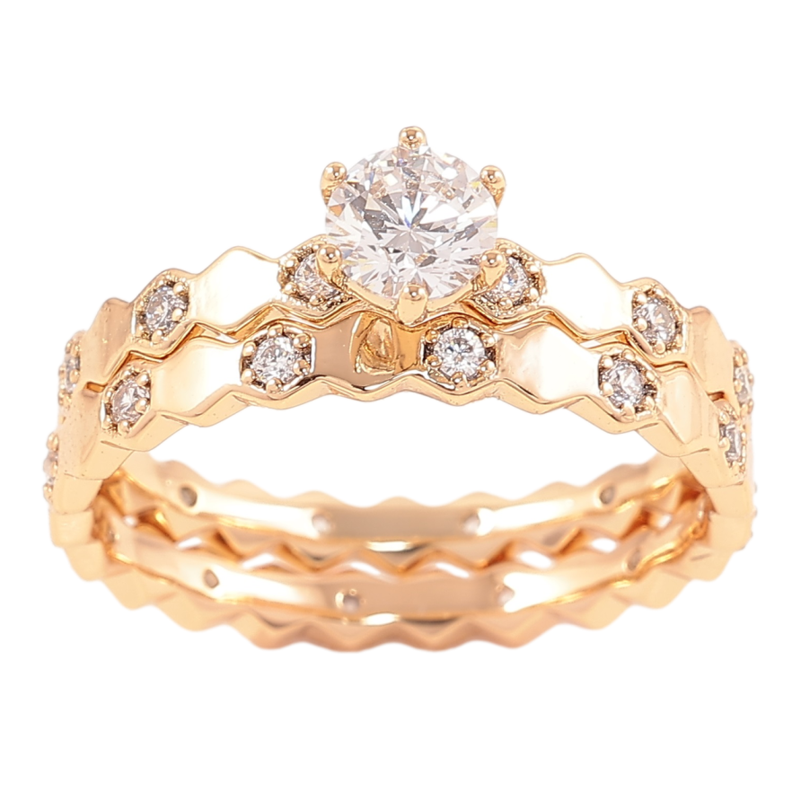 Каблучка Xuping Позолота 18K «Подвійне з цирконієм» фото №1