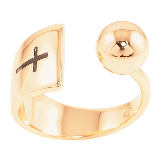 Кольцо Xuping Позолота 18K Узор Крестик с шариком фото №1 Кольцо Xuping Позолота 18K Узор Крестик с шариком фото №1