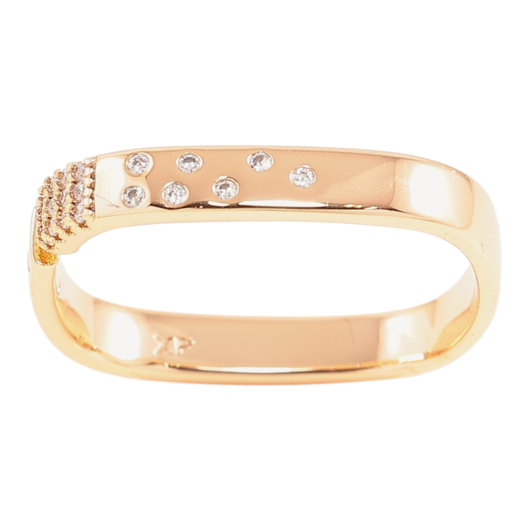 Кольцо Xuping Позолота 18K Квадратное с узором цирконием фото №4