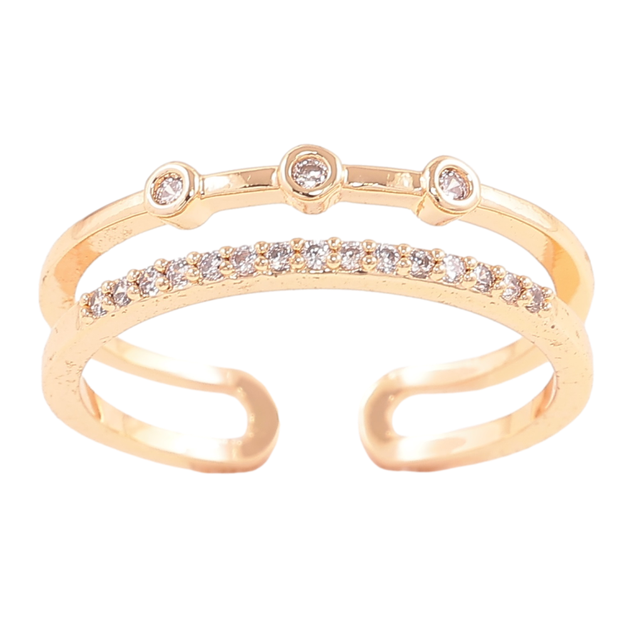 Кольцо Xuping Позолота 18K Двойная шинка с цирконием фото №1