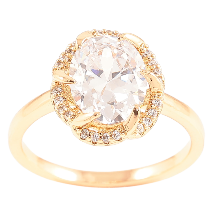 Каблучка Xuping Позолота 18K «Фіаніт у декоративному обрамленні цирконію» фото №12 Каблучка Xuping Позолота 18K «Фіаніт у декоративному обрамленні цирконію» фото №12