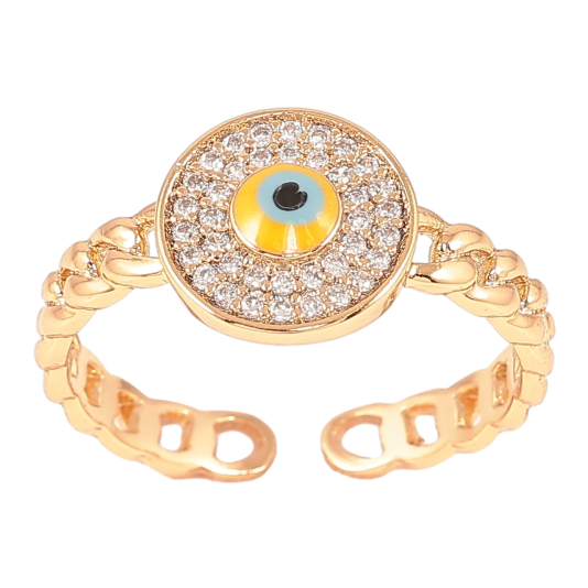 Кольцо Xuping Позолота 18K Оберег Глаз Фатимы с инкрустацией цирконием фото №1