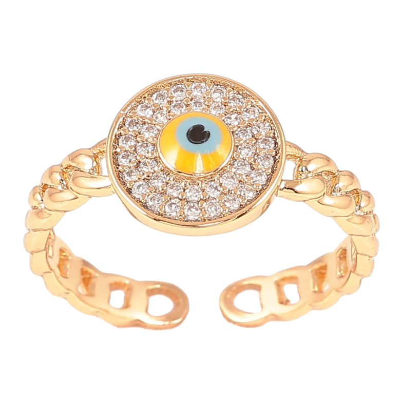 Каблучка Xuping Позолота 18K «Оберіг «Око Фатіми» з інкрустацією цирконієм» фото №1