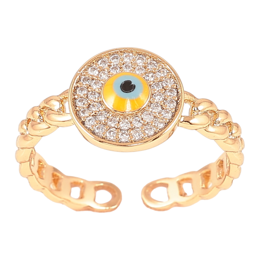 Каблучка Xuping Позолота 18K «Оберіг «Око Фатіми» з інкрустацією цирконієм» фото №1