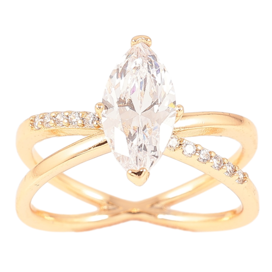 Кольцо Xuping Позолота 18K Скрещение линий с фианитом фото №1 Кольцо Xuping Позолота 18K Скрещение линий с фианитом фото №1