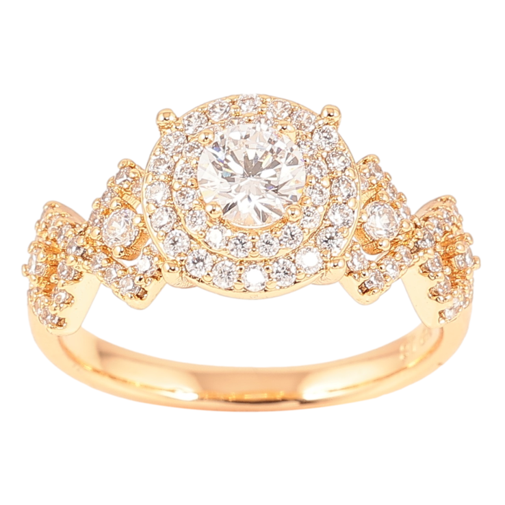 Кольцо Xuping Позолота 18K Инкрустация цирконием фото №3