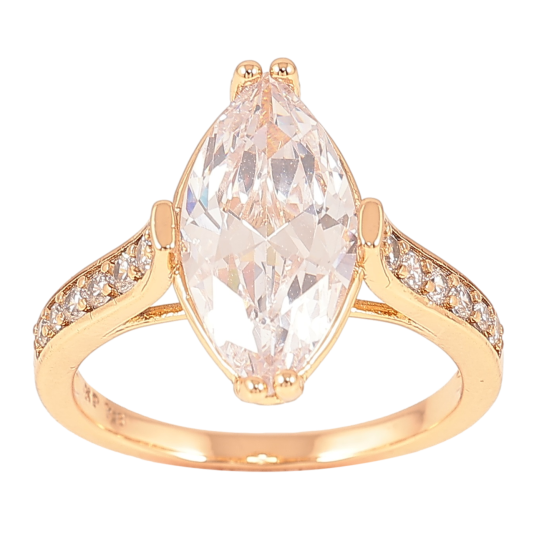 Кольцо Xuping Позолота 18K Фианит Маркиз с дорожками циркония фото №1 Кольцо Xuping Позолота 18K Фианит Маркиз с дорожками циркония фото №1