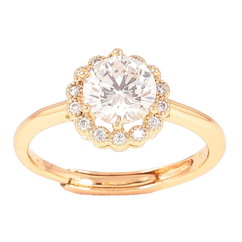 Кольцо Xuping Позолота 18K Фианит в обрамлении циркония фото №1