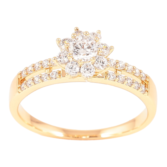 Каблучка Xuping Позолота 18K «Кришталева квітка на доріжках цирконію» фото №1