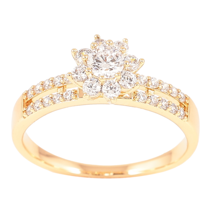 Кольцо Xuping Позолота 18K Кристальный цветок на дорожках циркония фото №23