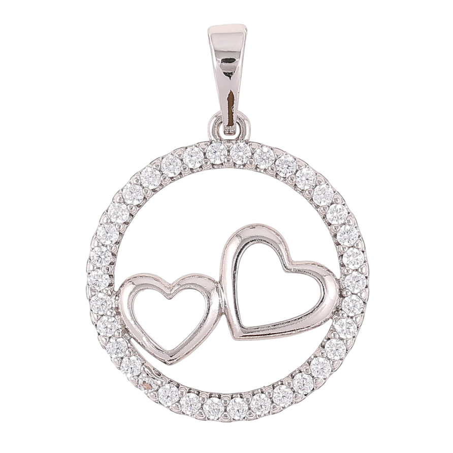Кулон Xuping Родий Сердечки в колечке циркония для цепочки до 6мм фото №1
