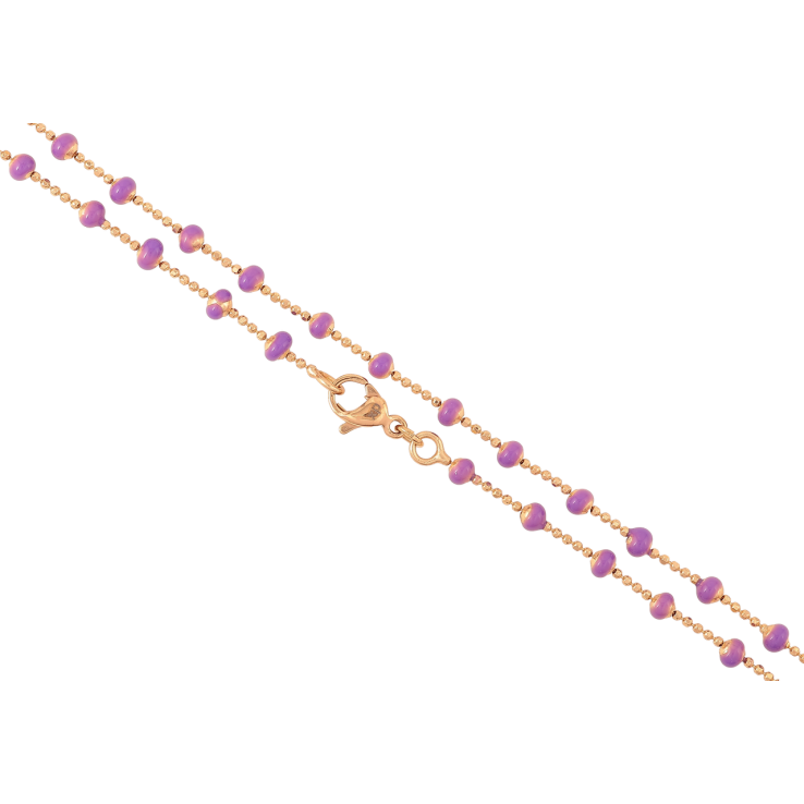 Цепочка Xuping Позолота 18K Плетение Перлина с сиреневыми бусинами длинна 45см х 1мм фото №20