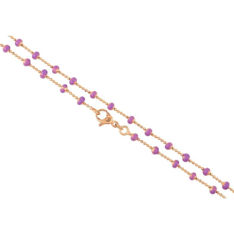 Цепочка Xuping Позолота 18K Плетение Перлина с сиреневыми бусинами длинна 45см х 1мм фото №1