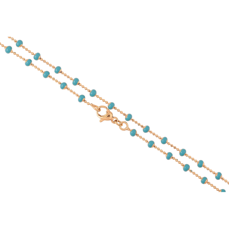 Цепочка Xuping Позолота 18K Плетение Перлина с голубыми бусинами длинна 45см х 1мм фото №22