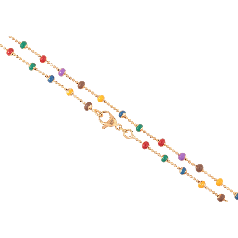 Цепочка Xuping Позолота 18K Плетение Перлина с разноцветными бусинами длинна 45см х 1мм фото №1