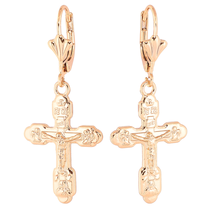 Серьги Xuping Позолота 18K французский замок Крестики с Распятием фото №9 Серьги Xuping Позолота 18K французский замок Крестики с Распятием фото №9