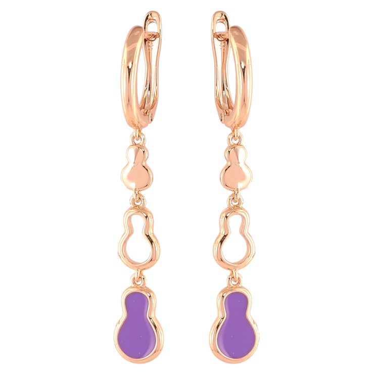 Серьги Xuping Позолота 18K английский замок Фигурные подвески с фиолетовой эмалью фото №14