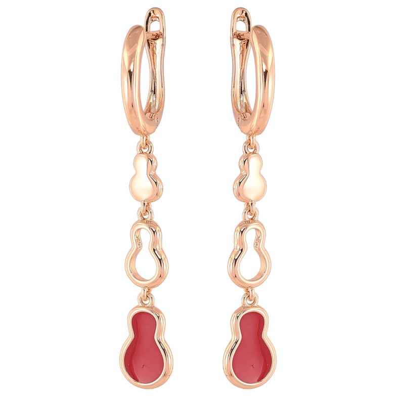 Серьги Xuping Позолота 18K английский замок Фигурные подвески с красной эмалью фото №1 Серьги Xuping Позолота 18K английский замок Фигурные подвески с красной эмалью фото №1