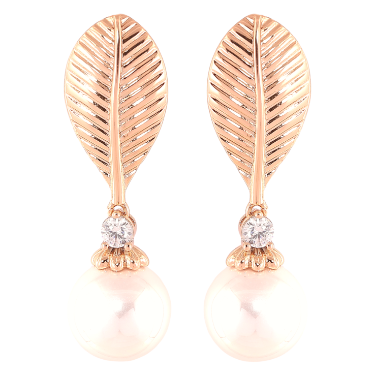 Серьги Xuping Позолота 18K пусеты Листики с жемчужинами фото №20